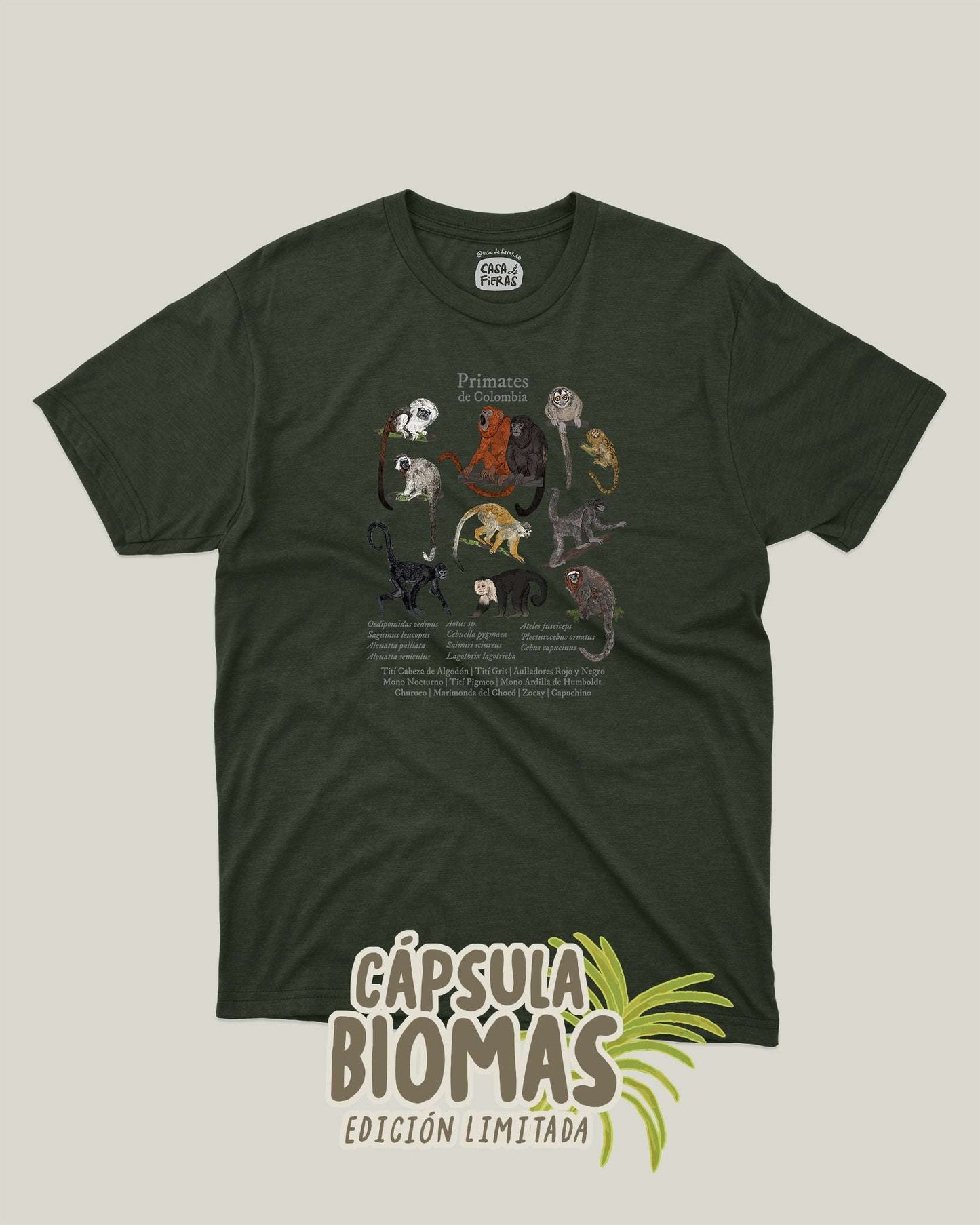 Camiseta Primates de Colombia | Casa de Fieras