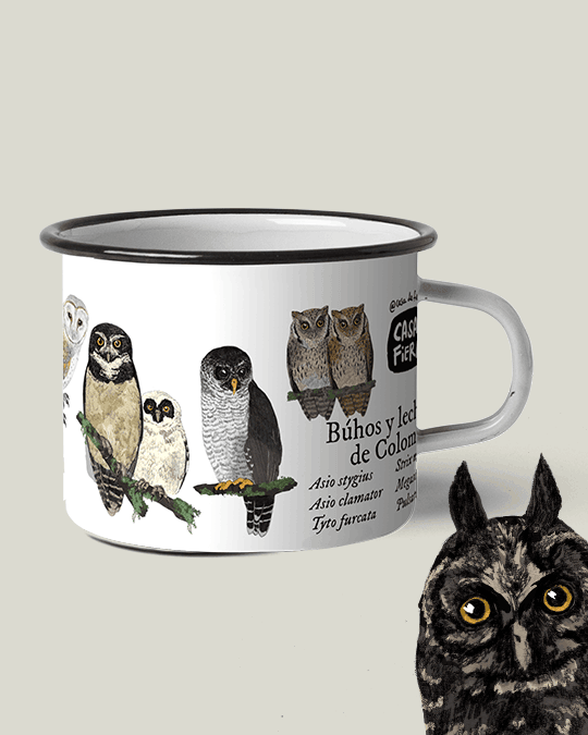 Mug de peltre Búhos y lechuzas de Colombia | Casa de Fieras