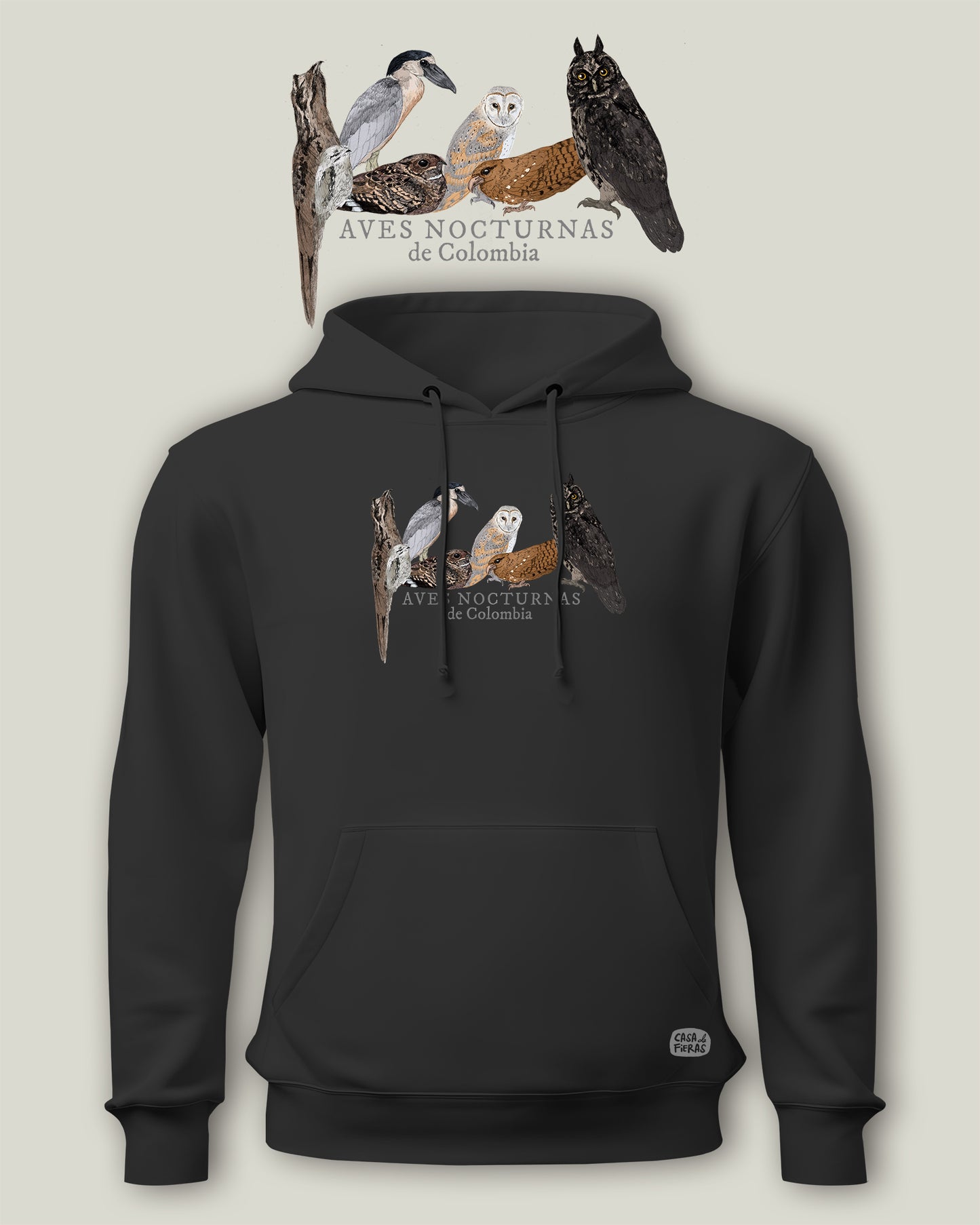 Hoodie Aves nocturnas de Colombia