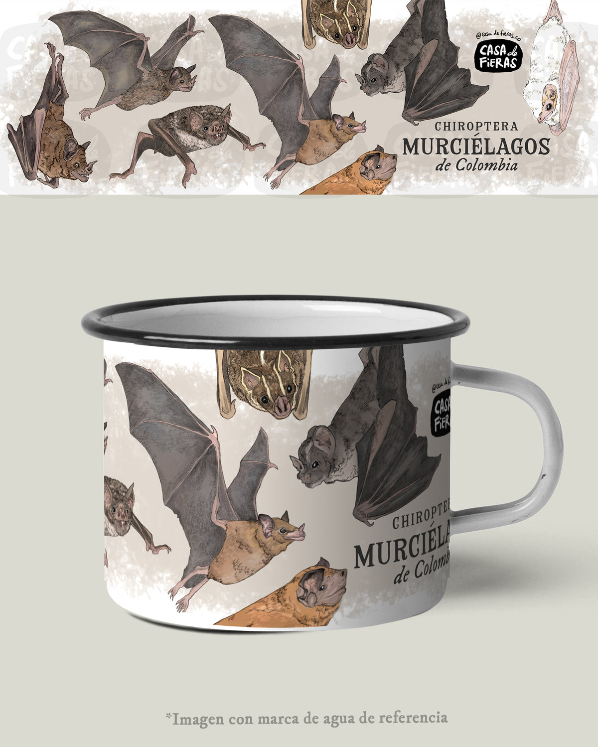 Mug de peltre Murciélagos de Colombia | Fauna colombiana