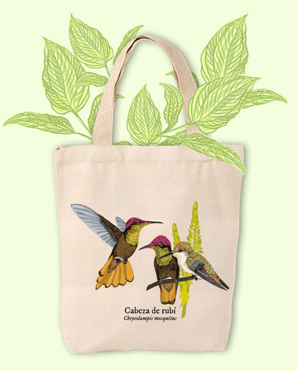 Tote Bag Colibrí Cabeza de rubí