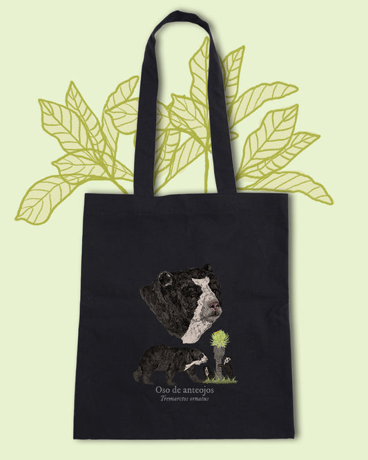 Tote Bag negra Oso de Anteojos